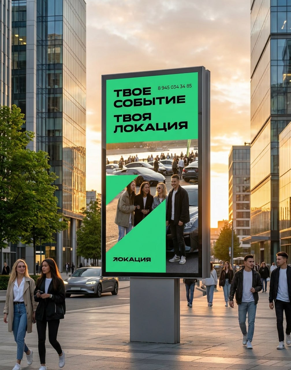 Локация, направление знака 01 – обратный курсив, применение в макете