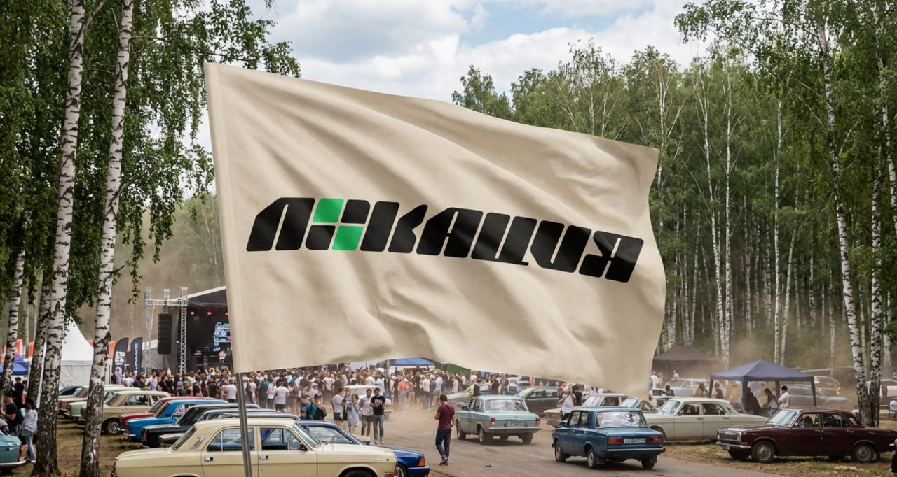 Локация, направление знака 04 – флаг в букве О, применение в фирменной среде