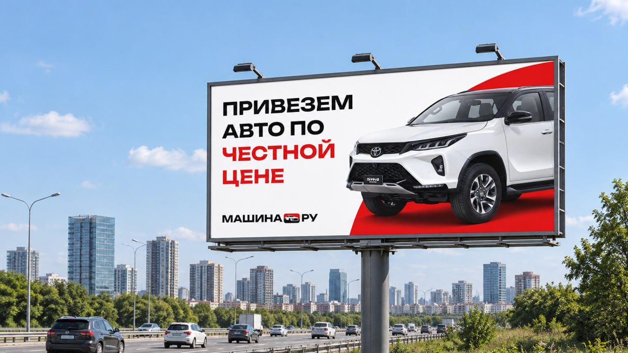 машина.ру, направление 01 на билборде у дороги