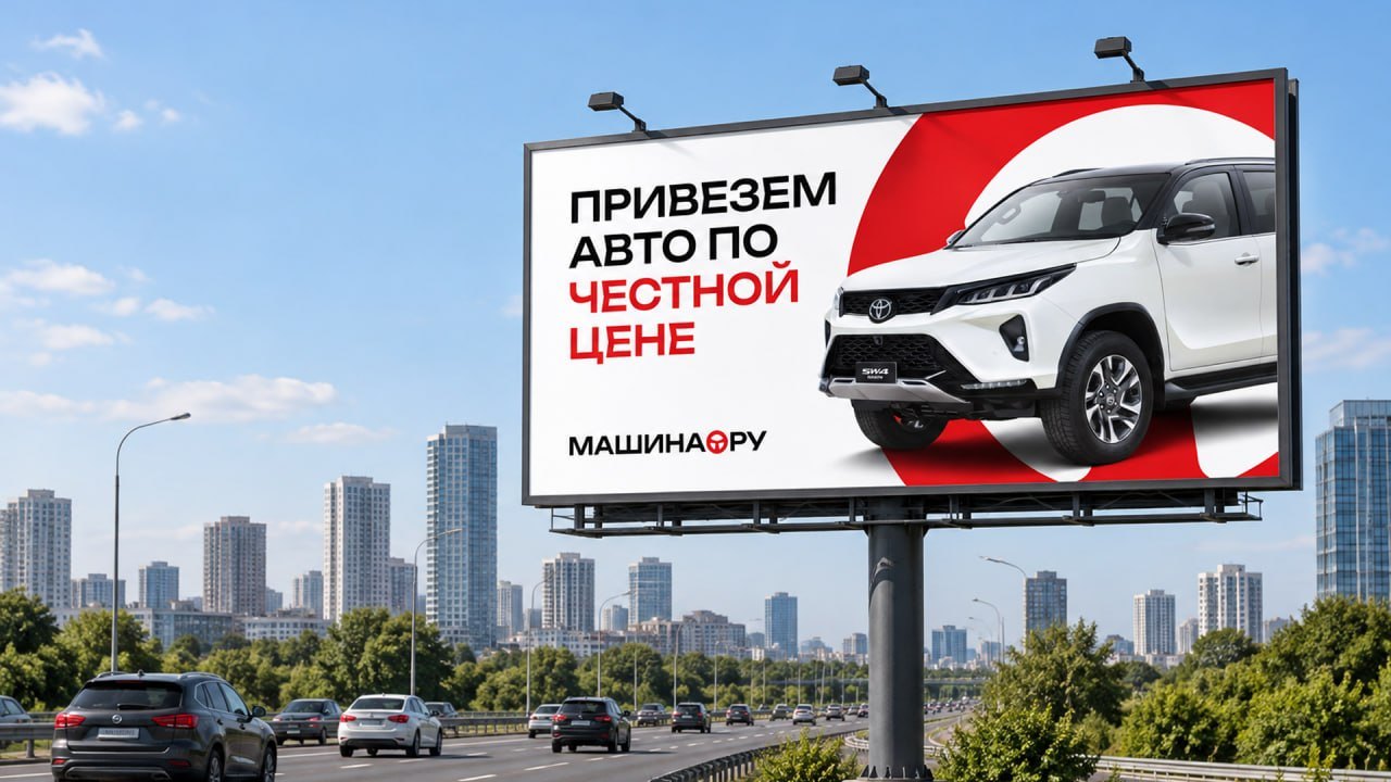машина.ру, направление 02 на билборде у дороги