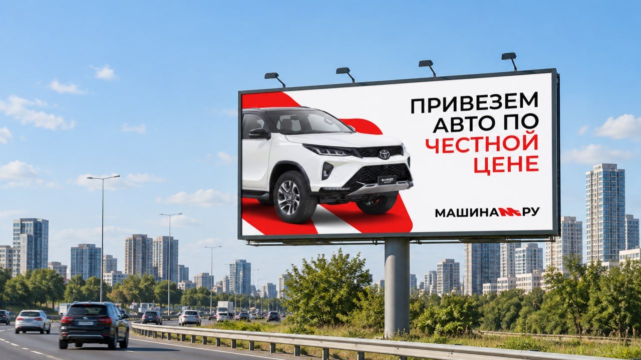 машина.ру, направление 03 на билборде у дороги